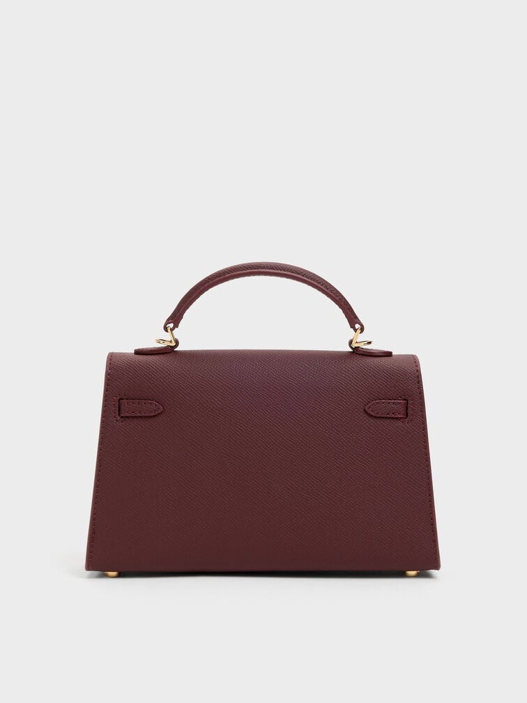 Wineberry Red Knotted-Belt Top Handle Bag