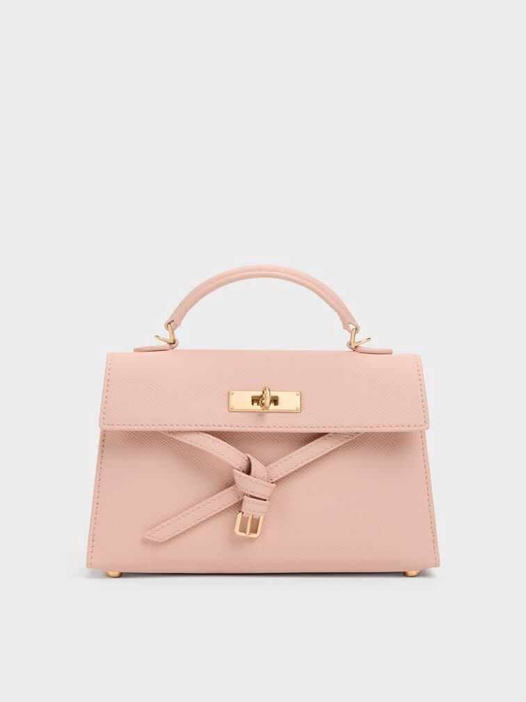 Belt Top Handle Bag  Pink