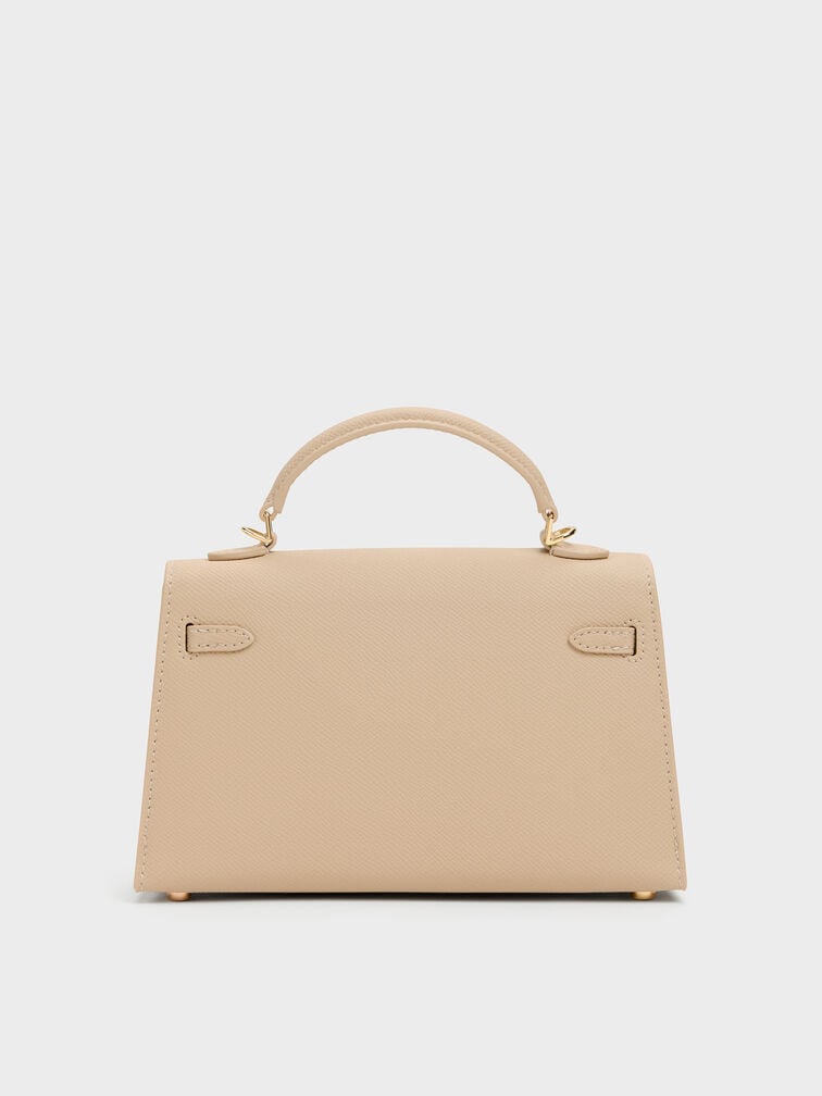 Sand Beige Knotted-Belt Top Handle Bag
