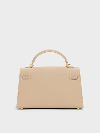 Sand Beige Knotted-Belt Top Handle Bag