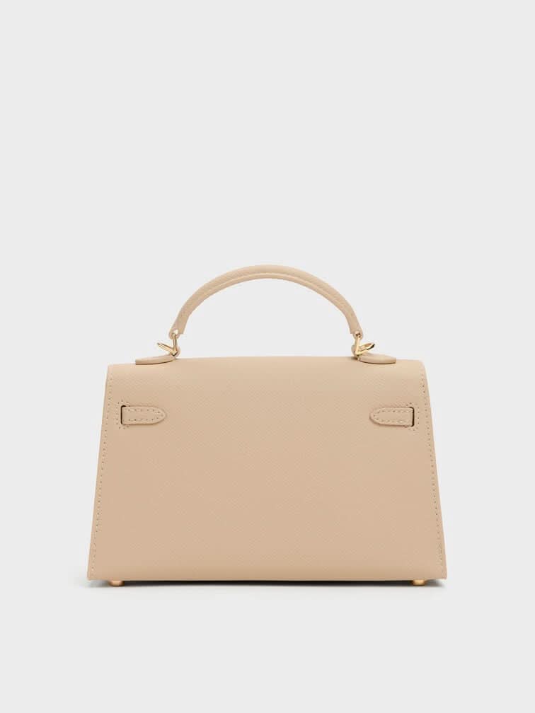 Sand Beige Knotted-Belt Top Handle Bag