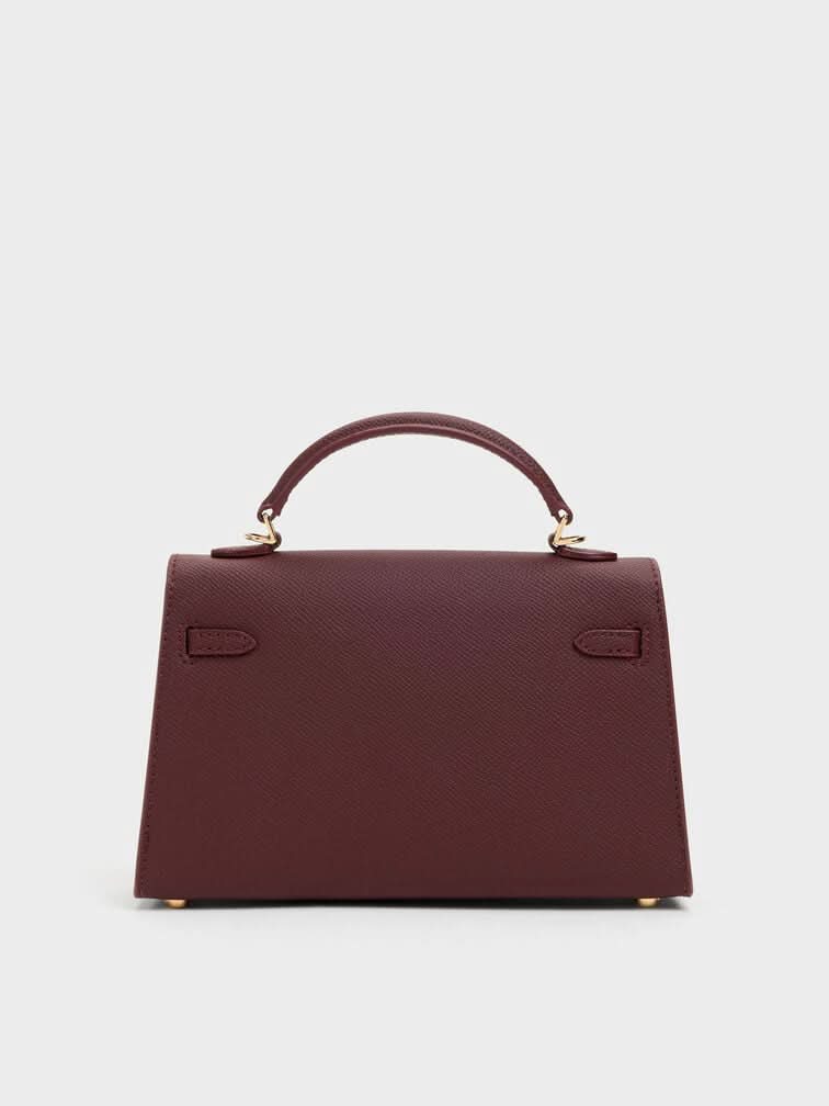 Wineberry Red Knotted-Belt Top Handle Bag