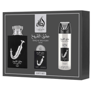 Lattafa Pride Ishq Al Shuyukh Silver 3-Piece Gift Set for Men