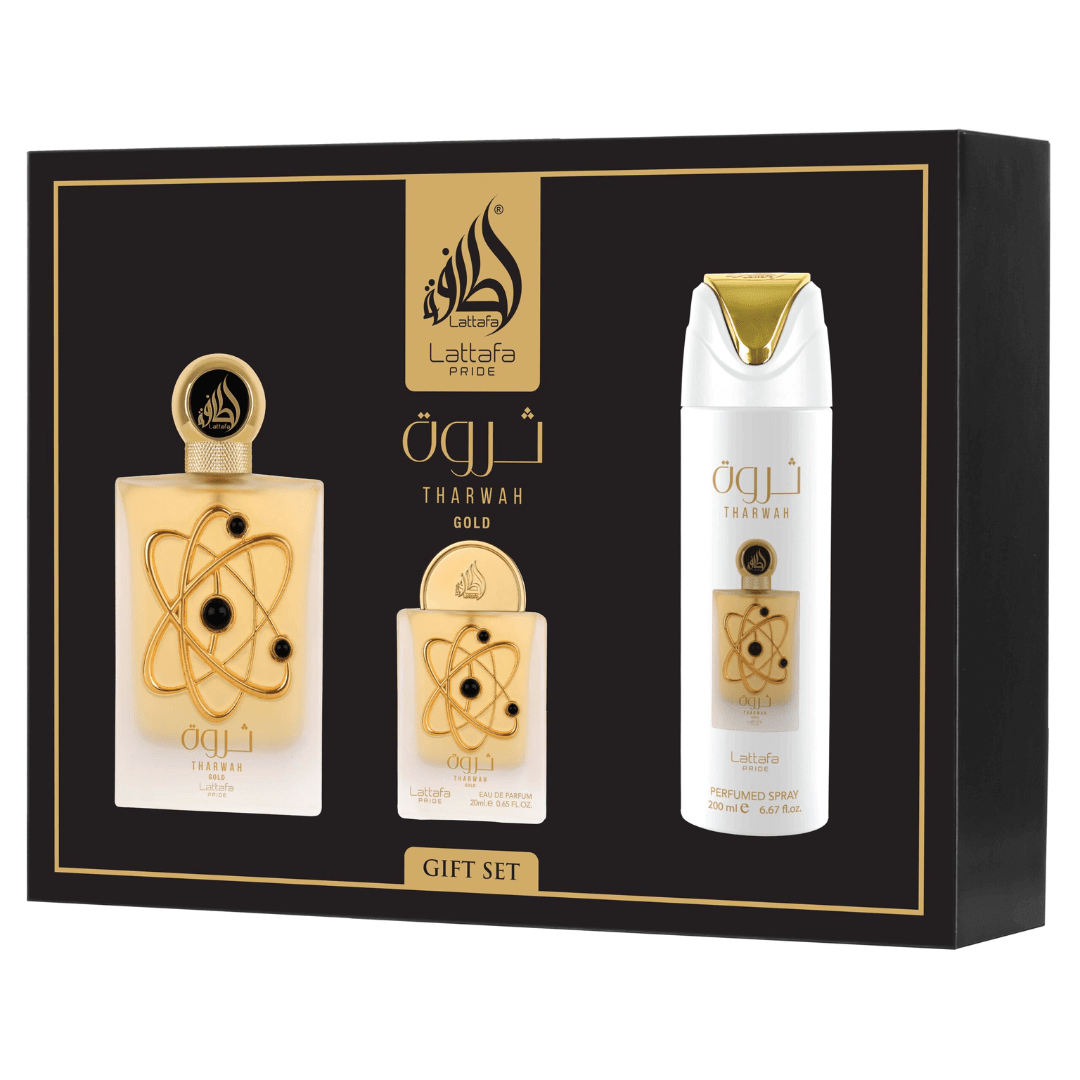 Lattafa Pride Tharwah Gold 3-Piece Gift Set for Women